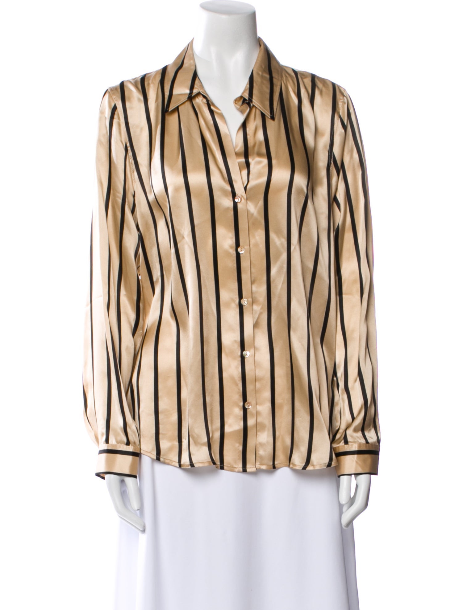L'Agence Silk Striped Button-Up Top