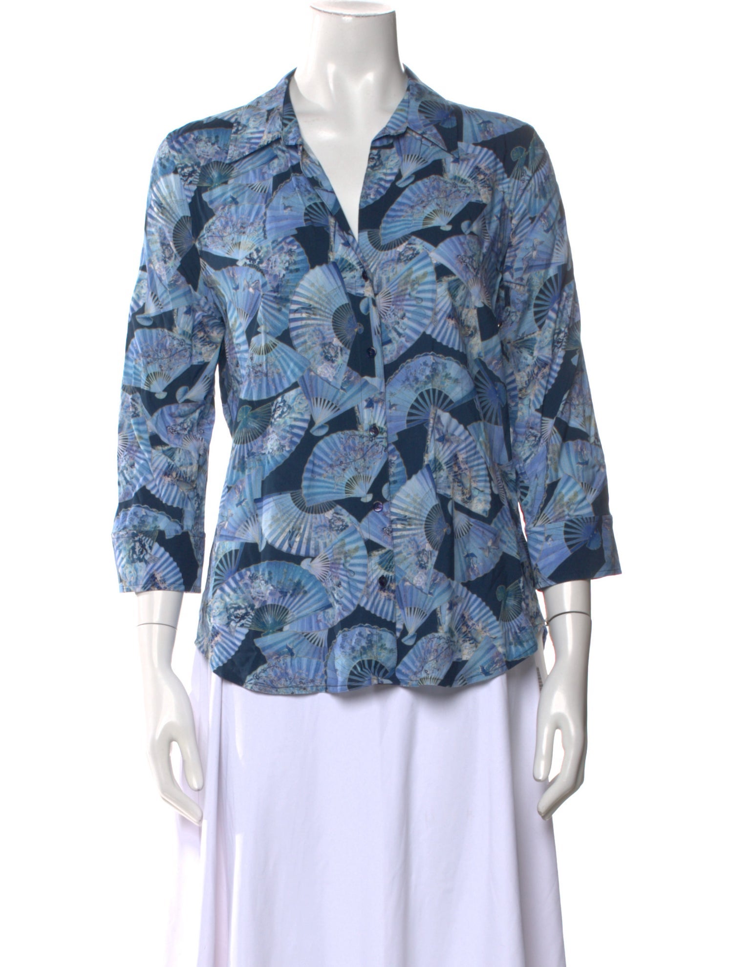 L'Agence Printed V-Neck Blouse