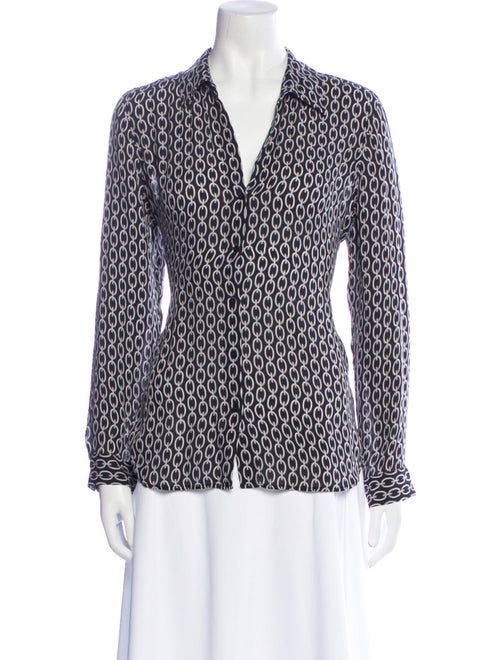 L'Agence Silk Printed Button-Up Top
