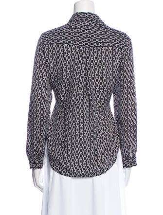 L'Agence Silk Printed Button-Up Top