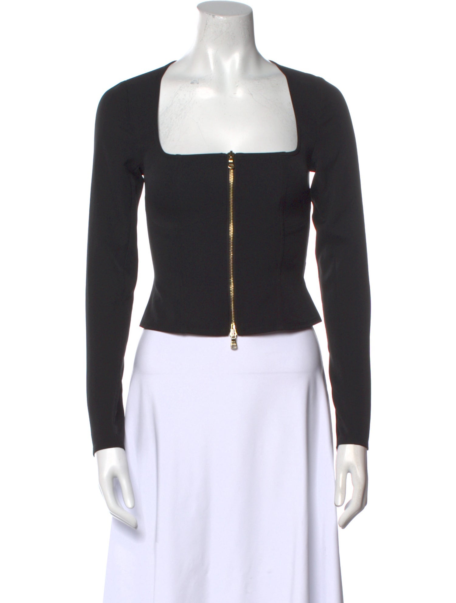 L'Agence Square Neckline Long Sleeve Crop Top