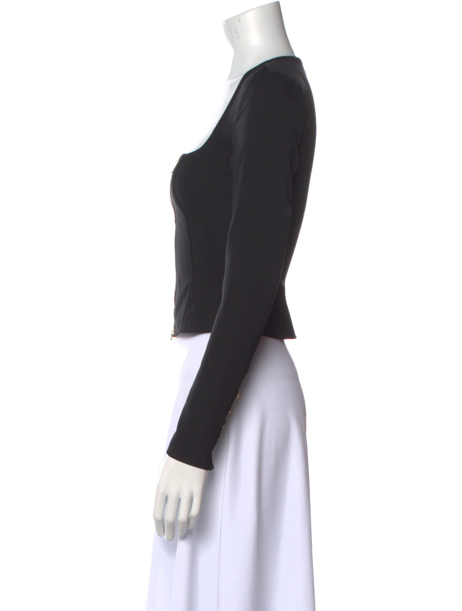 L'Agence Square Neckline Long Sleeve Crop Top