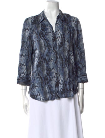 L'Agence Animal Print Three-Quarter Sleeve Blouse