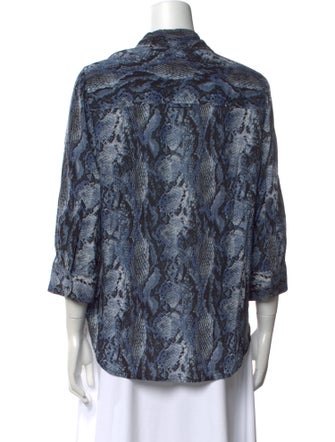 L'Agence Animal Print Three-Quarter Sleeve Blouse