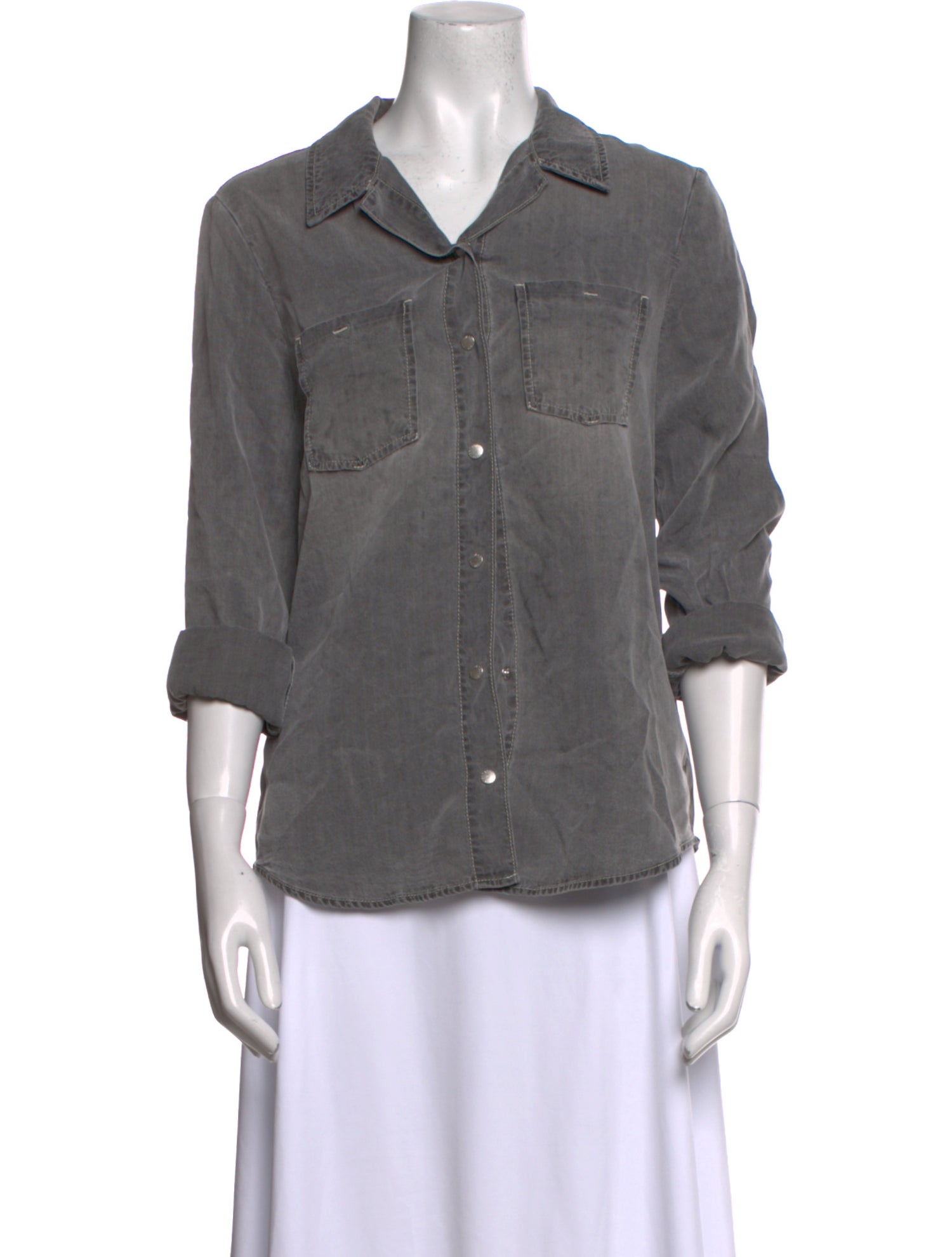 L'Agence Three-Quarter Sleeve Button-Up Top