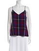 L'Agence Plaid Print V-Neck Top