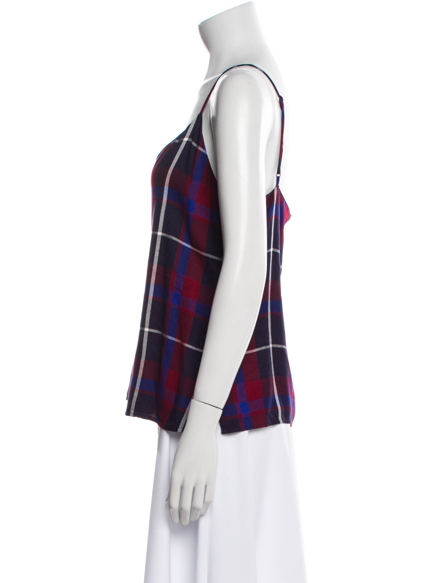 L'Agence Plaid Print V-Neck Top