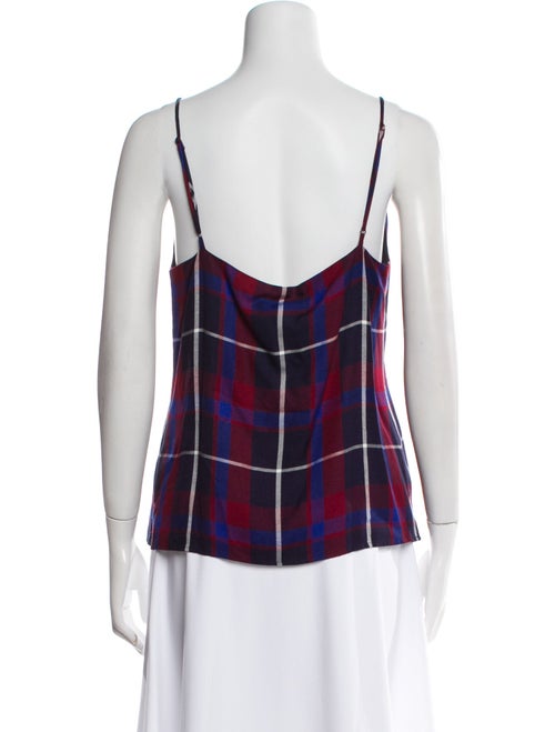 L'Agence Plaid Print V-Neck Top