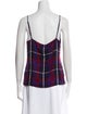 L'Agence Plaid Print V-Neck Top