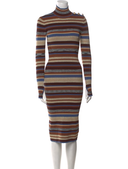 L'Agence Striped Midi Length Dress
