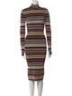 L'Agence Striped Midi Length Dress