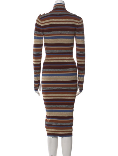 L'Agence Striped Midi Length Dress