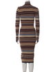 L'Agence Striped Midi Length Dress