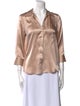 L'Agence Silk Three-Quarter Sleeve Button-Up Top