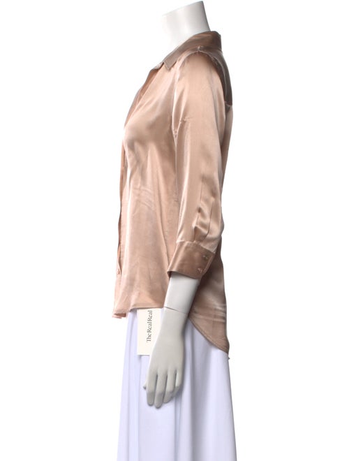 L'Agence Silk Three-Quarter Sleeve Button-Up Top