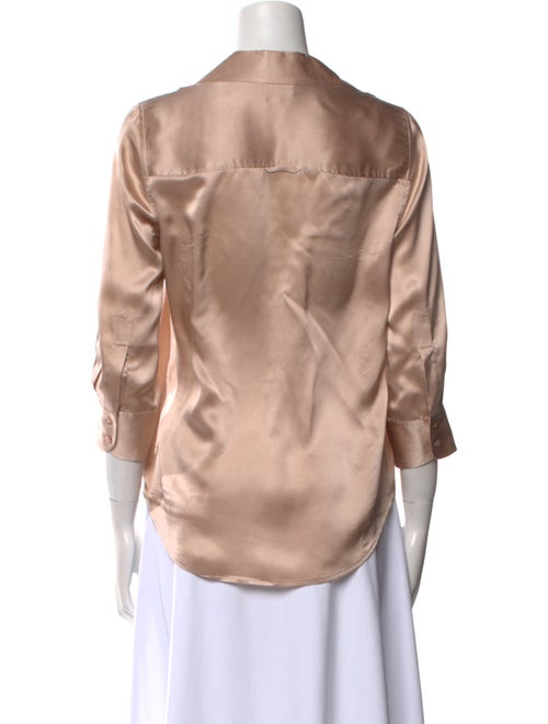 L'Agence Silk Three-Quarter Sleeve Button-Up Top