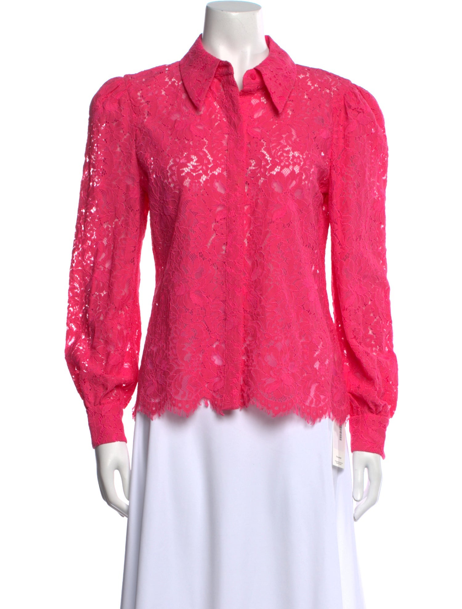 L'Agence Lace Pattern Long Sleeve Button-Up Top