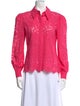 L'Agence Lace Pattern Long Sleeve Button-Up Top