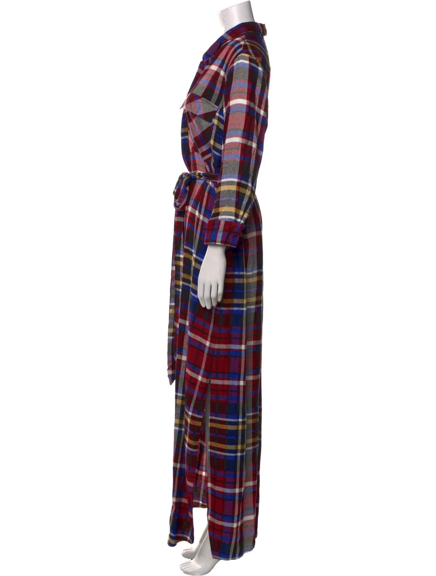 L'Agence Plaid Print Long Dress
