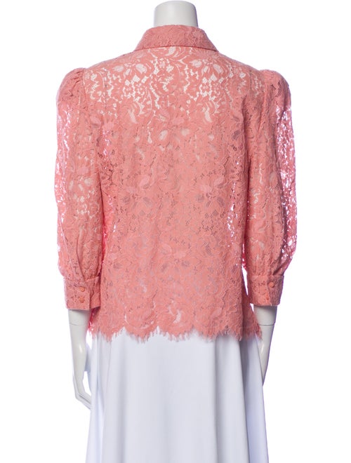 L'Agence Nylon Lace Pattern Button-Up Top