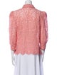 L'Agence Nylon Lace Pattern Button-Up Top