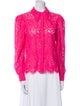 L'Agence Lace Pattern Long Sleeve Button-Up Top