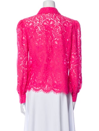 L'Agence Lace Pattern Long Sleeve Button-Up Top