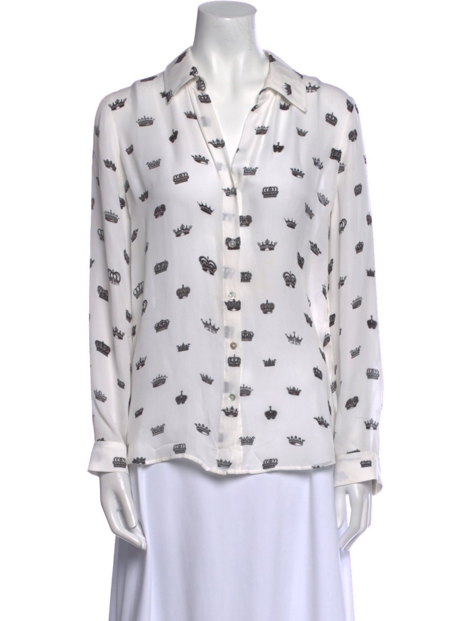L'Agence Silk Printed Button-Up Top