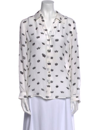 L'Agence Silk Printed Button-Up Top