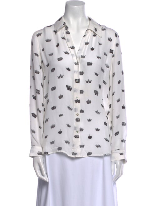 L'Agence Silk Printed Button-Up Top