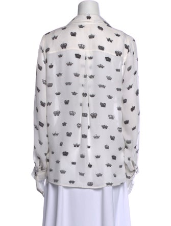 L'Agence Silk Printed Button-Up Top