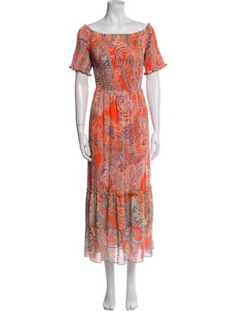 L'Agence Floral Print Midi Length Dress