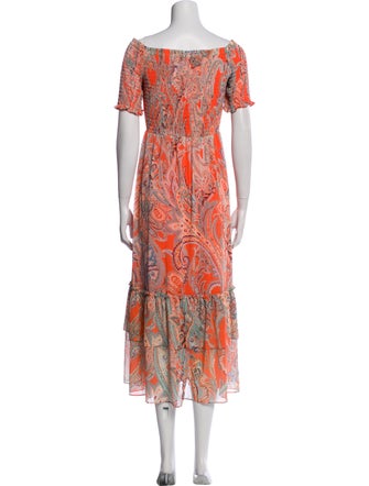 L'Agence Floral Print Midi Length Dress