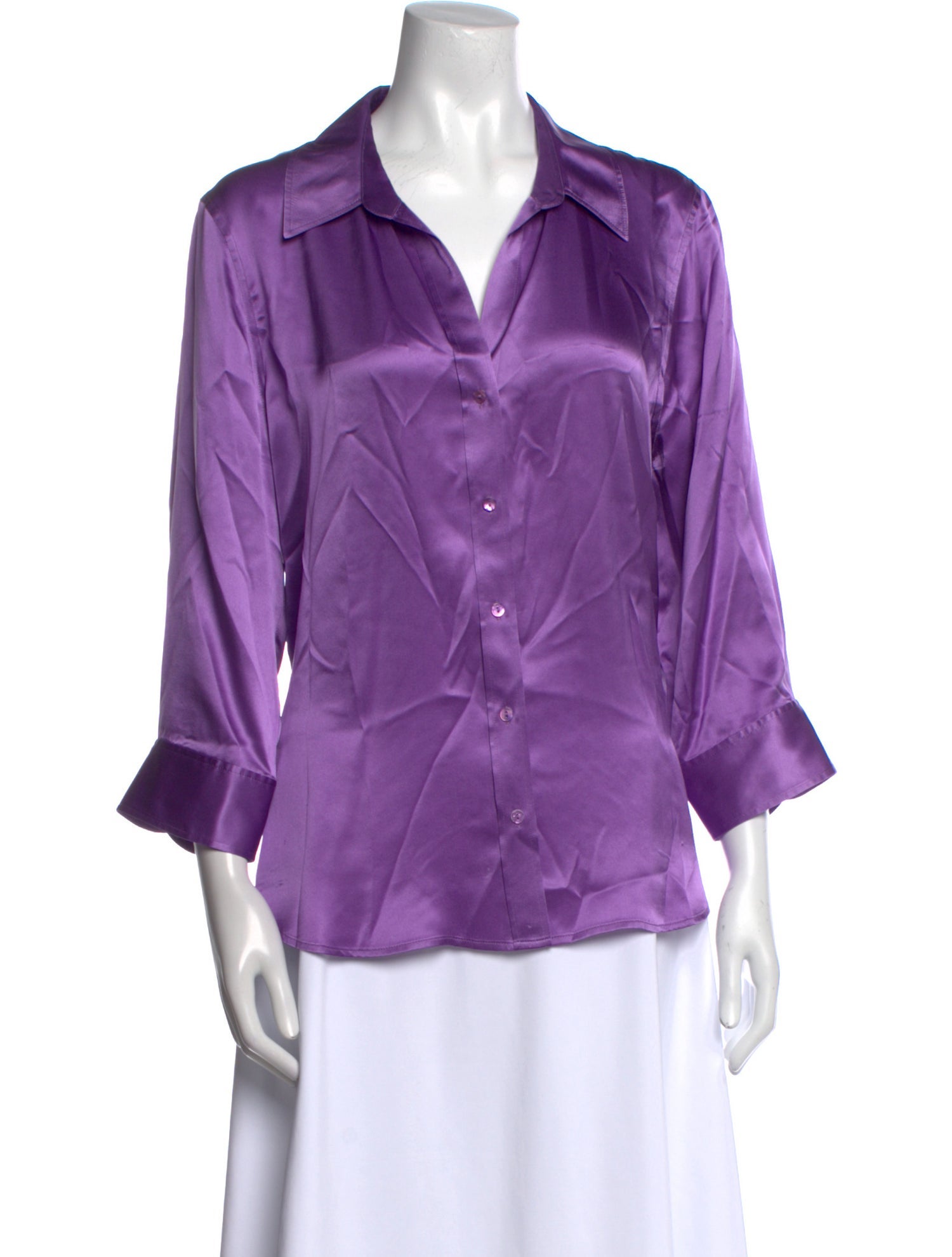 L'Agence Silk Three-Quarter Sleeve Blouse