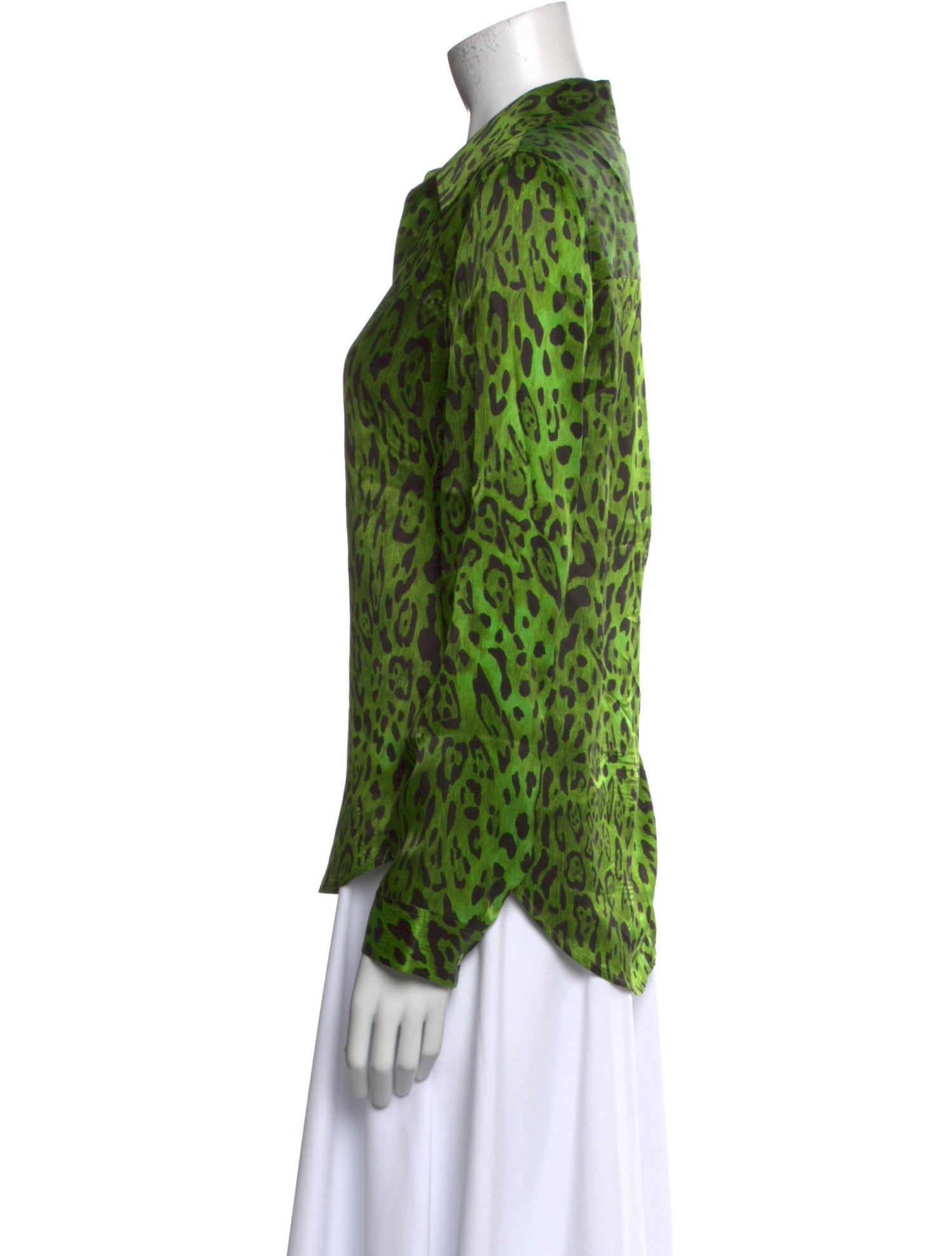 L'Agence Silk Animal Print Button-Up Top