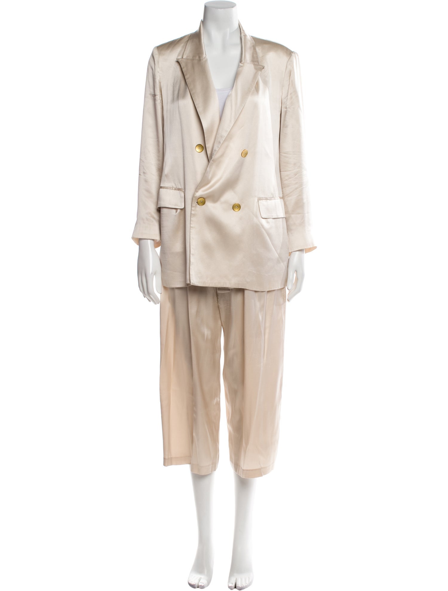 L'Agence Satin Pleated Accents Pantsuit