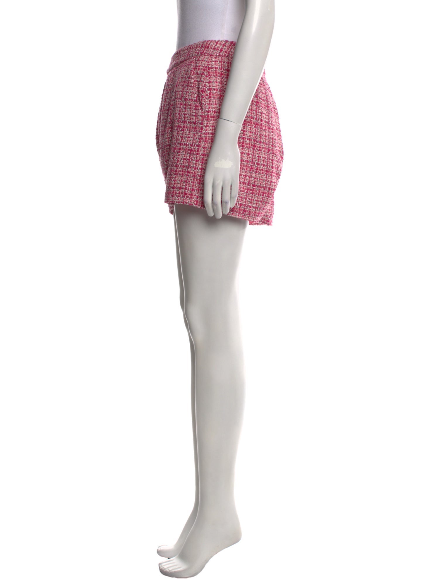 L'Agence Tweed Pattern Mini Shorts