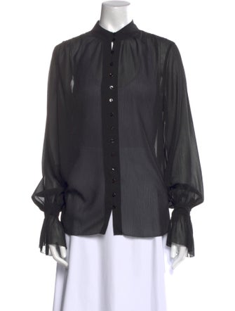 L'Agence Mock Neck Long Sleeve Button-Up Top