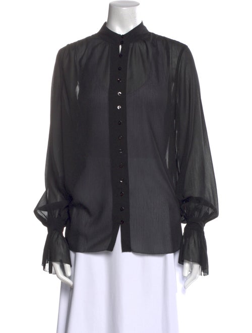 L'Agence Mock Neck Long Sleeve Button-Up Top