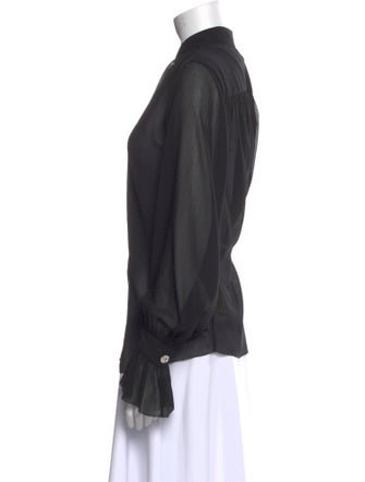 L'Agence Mock Neck Long Sleeve Button-Up Top