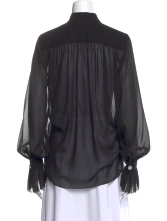 L'Agence Mock Neck Long Sleeve Button-Up Top