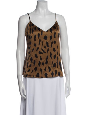L'Agence Silk Animal Print Top