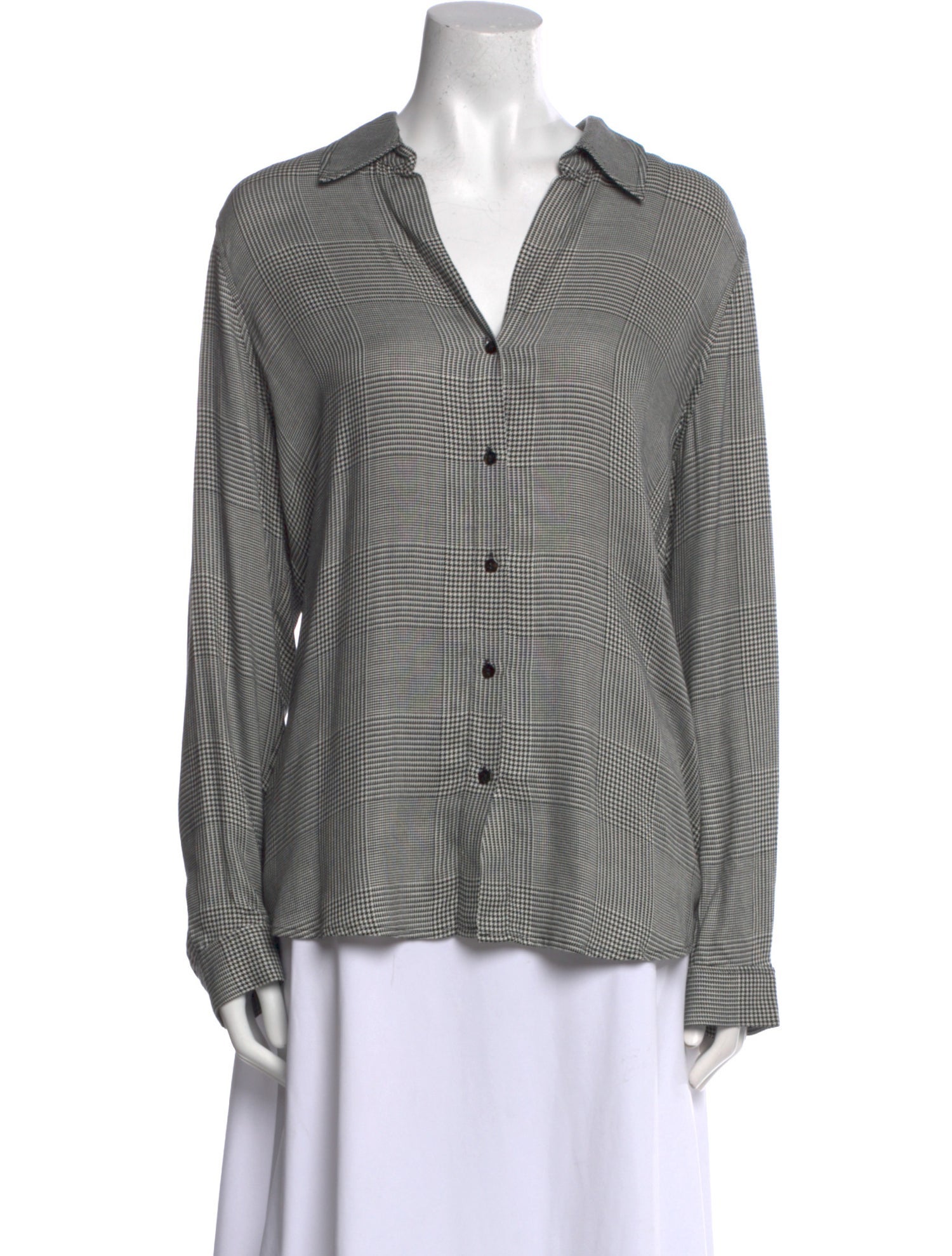 L'Agence Plaid Print Long Sleeve Button-Up Top