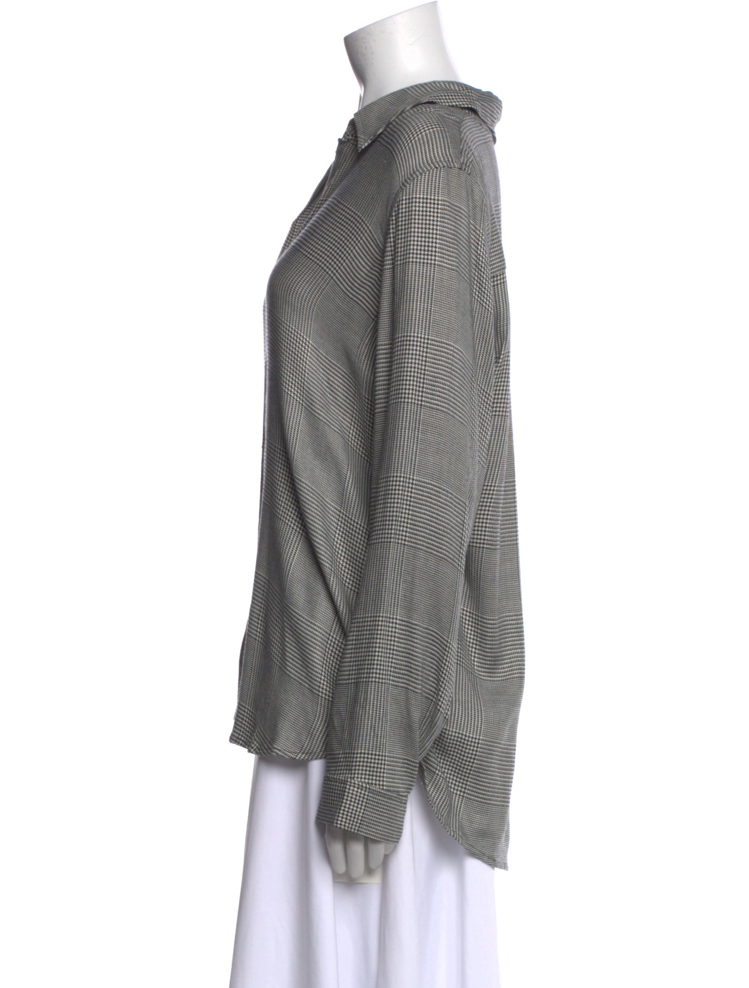 L'Agence Plaid Print Long Sleeve Button-Up Top