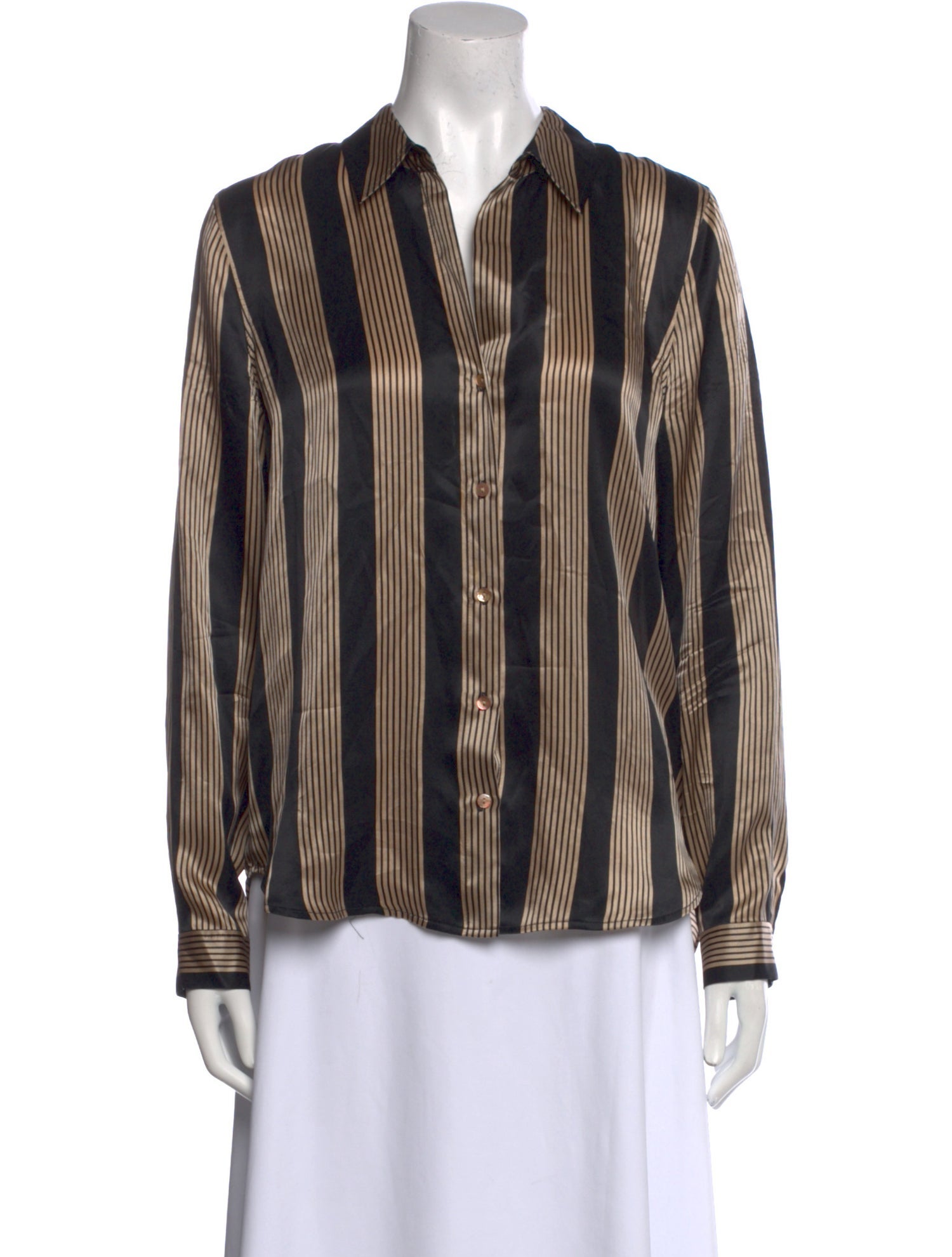 L'Agence Silk Striped Button-Up Top