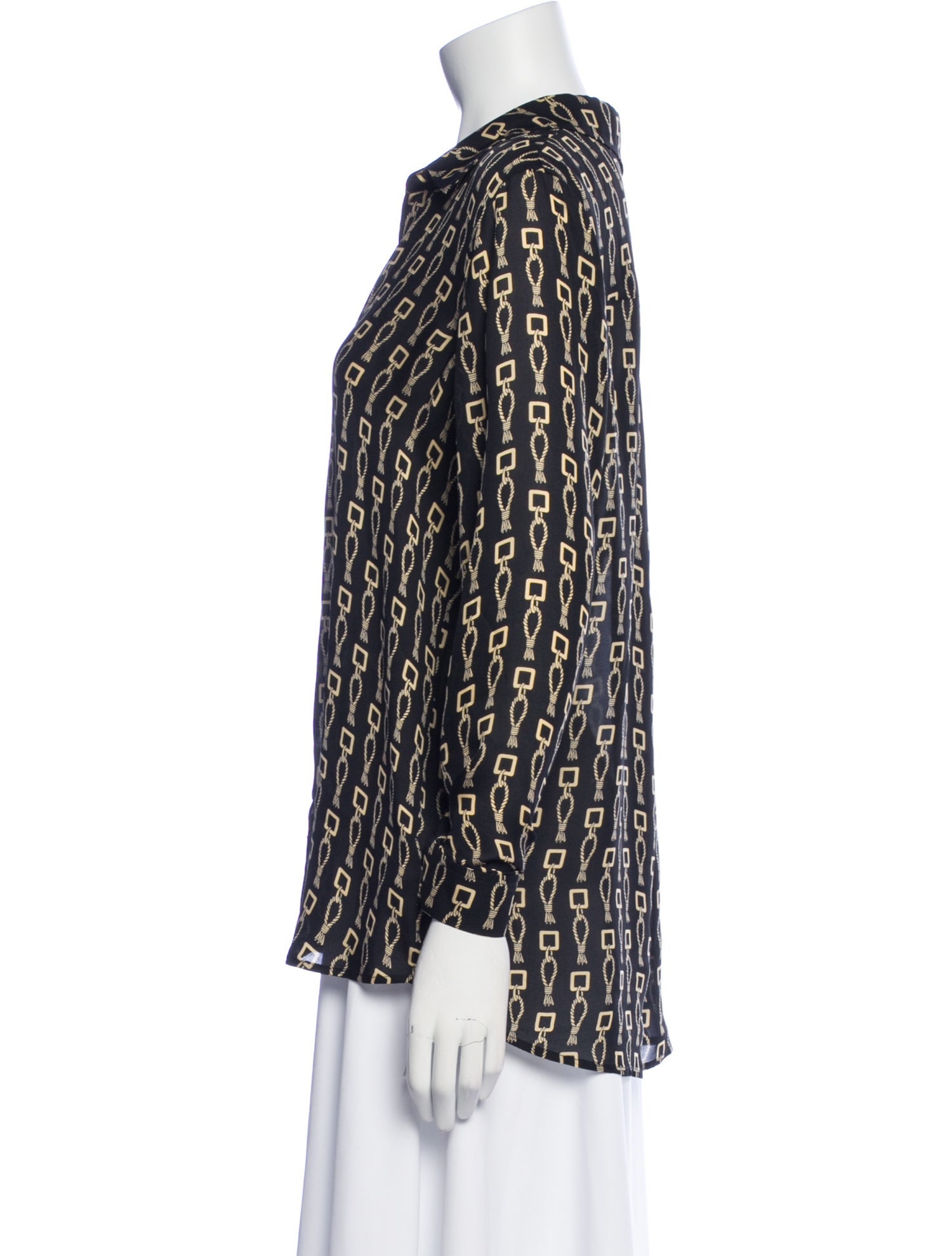 L'Agence Silk Printed Button-Up Top