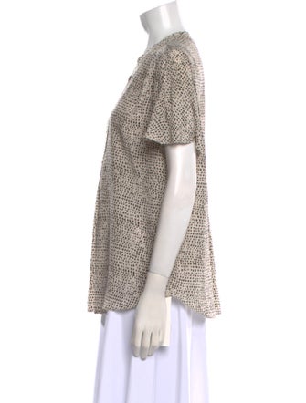 L'Agence Silk Printed Button-Up Top