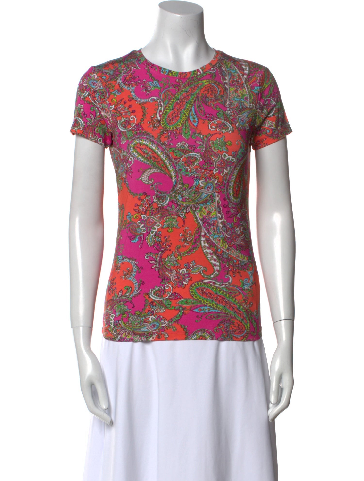 L'Agence Paisley Print Crew Neck T-Shirt