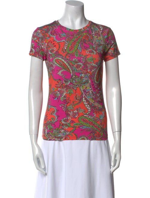 L'Agence Paisley Print Crew Neck T-Shirt