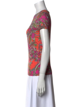 L'Agence Paisley Print Crew Neck T-Shirt